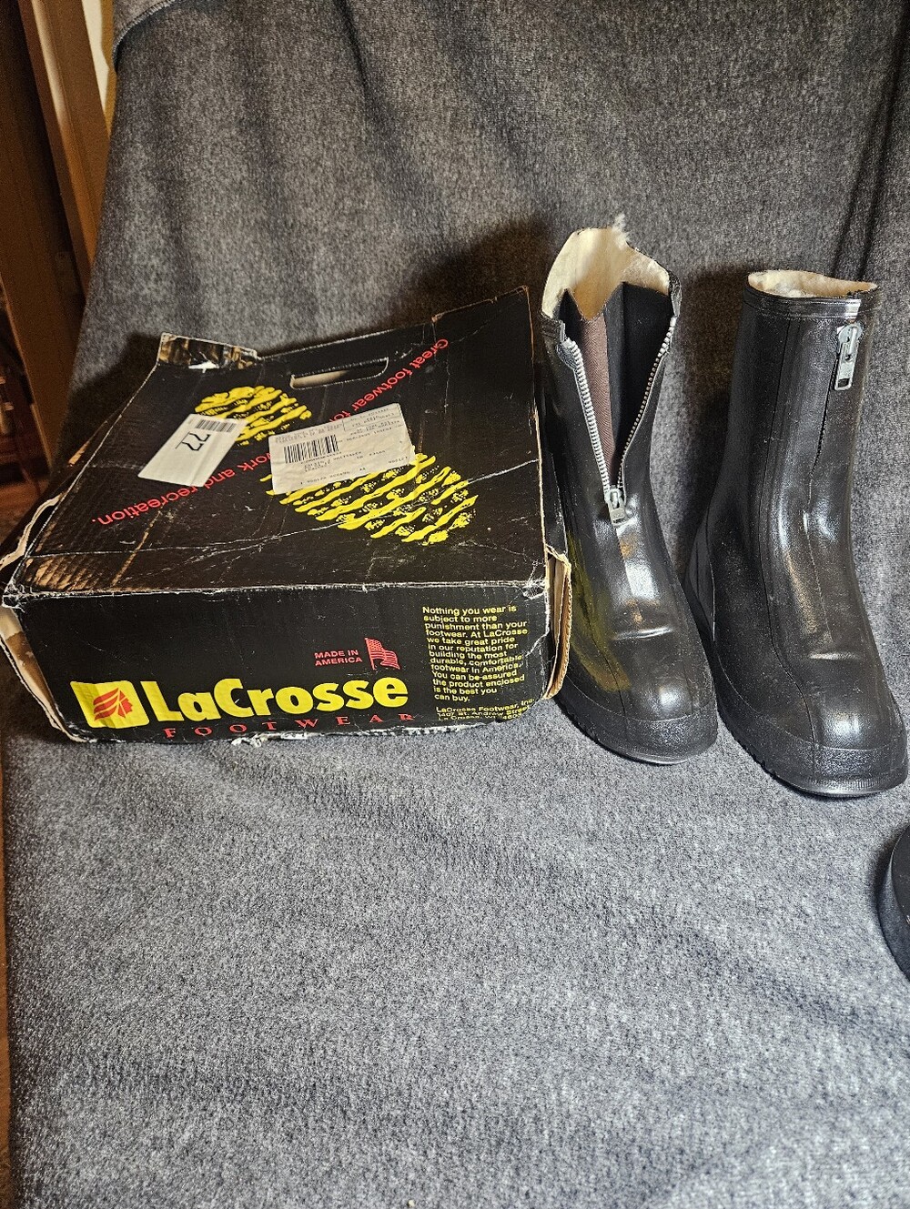 LaCrosse Black Rubber Zip-Front Waterproof Boots